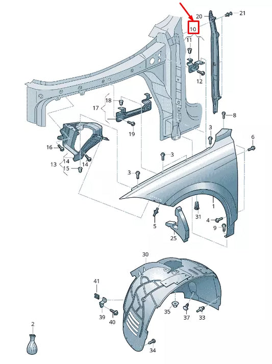 NEW VW TOUAREG CR LEFT FENDER BRACKET 760821167