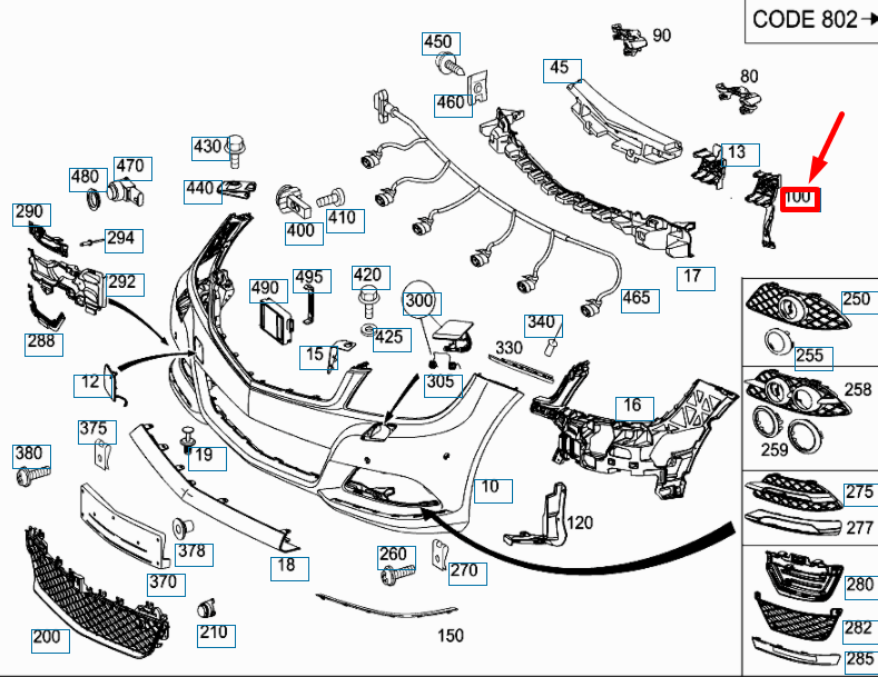 NEW MB C W204 AMG FRONT RIGHT BUMPER REINFORCEMENT A2048850616 ORIGINAL