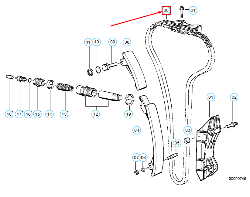 new bmw m3 e36 upper camshaft chain slide rail 11311317339 1317339 original