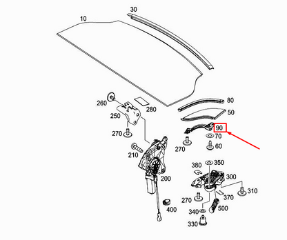 new mercedes-benz slk r172 rear left side flap guide rail a1727910144 original