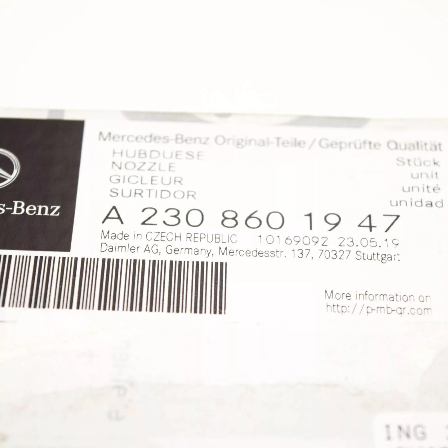 NEW MERCEDES-BENZ SL R230 LEFT SIDE HEADLAMP WASHER A2308601947 ORIGINAL