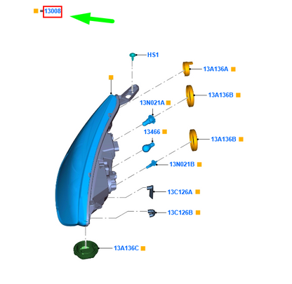 new ford b-max b232 front right headlight lhd 2024118 av11-13w029-cg original