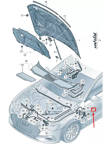NEW AUDI A6 4A C8 HOOD RELEASE HANDLE BRACKET LHD 4K1823633B