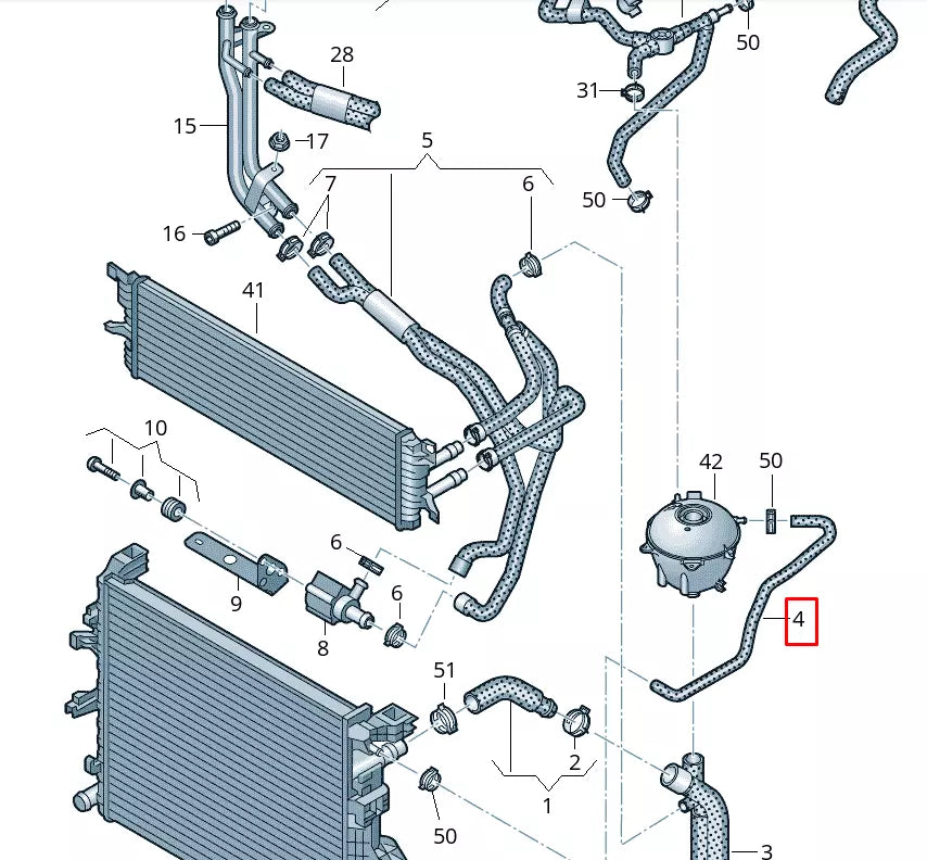 NEW VOLKSWAGEN MULTIVAN T7 STM STN EXPANSION TANK HOSE 7E0121447F