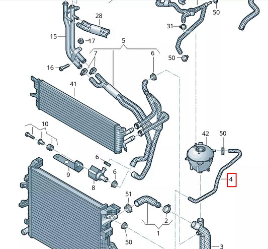 NEW VOLKSWAGEN MULTIVAN T7 STM STN EXPANSION TANK HOSE 7E0121447F