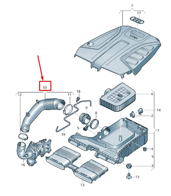 NEW AUDI Q7 4M ENGINE AIR INTAKE HOSE 06L129616J ORIGINAL
