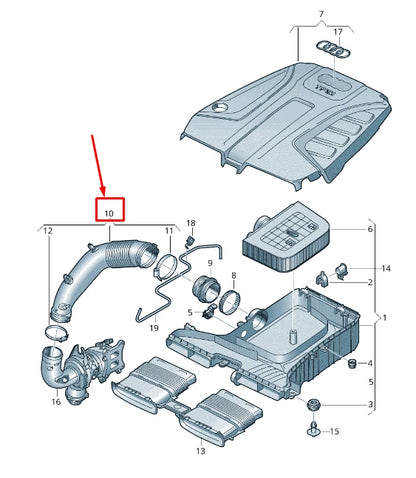 NEW AUDI Q7 4M ENGINE AIR INTAKE HOSE 06L129616J ORIGINAL