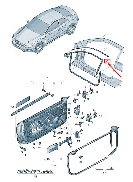 NEW AUDI A5 SPORTBACK 8T FRONT RIGHT INNER DOOR SEAL RUBBER 8T0845354E ORIGINAL