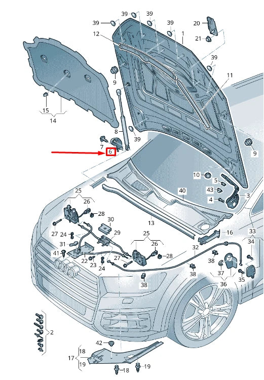 NEW AUDI Q8 4MN RIGHT HOOD GAS FILLED STRUT BRACKET 4M8823402A