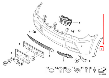 new bmw x3 e83 front right extension wheel arch cover 51113418112 3418112