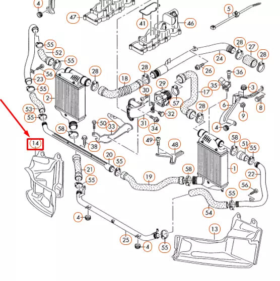 NEW AUDI A6 C6 RIGHT CHARGE AIR COOLER AIR GUIDE 4F0145334P ORIGINAL