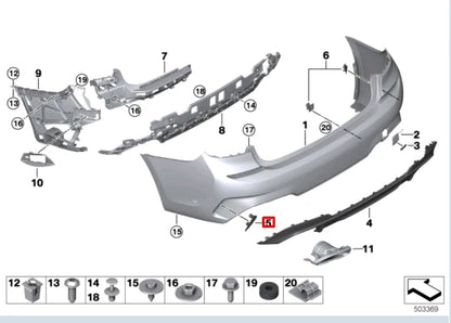 NEW BMW 3 TOURING G21 M REAR BUMPER LOWER TRIM 51128075817 ORIGINAL