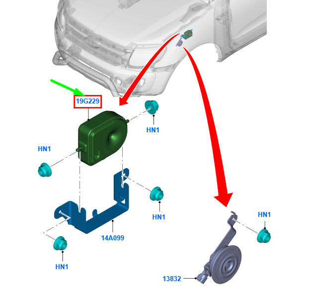 new ford ranger t6 mk1 anti-theft alarm system siren 2545370 original