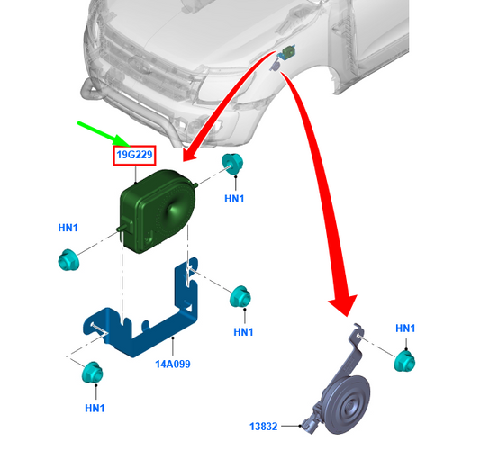 new ford ranger t6 mk1 anti-theft alarm system siren 2545370 original