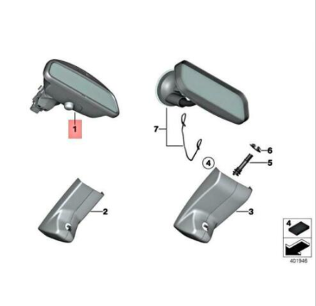 new bmw 3 f30 interior rear view mirror ec/led/fla 51459239303 original