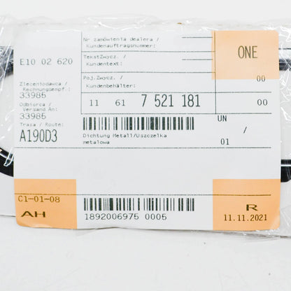 NEW BMW 5 E60 INTAKE MANIFOLD GASKET SEAL 11617521181 7521181 ORIGINAL