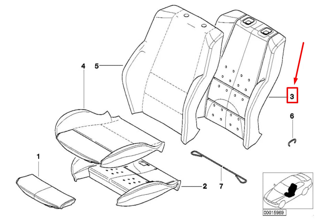 NEW BMW 3 E46 FRONT SEAT BACKREST FOAM 52108214938 8214938 ORIGINAL