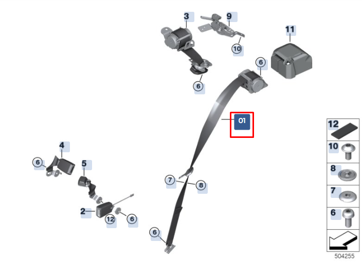 new bmw x1 f48 rear left upper seatbelt 72117425071 7425071 original