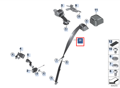 new bmw x1 f48 rear left upper seatbelt 72117425071 7425071 original