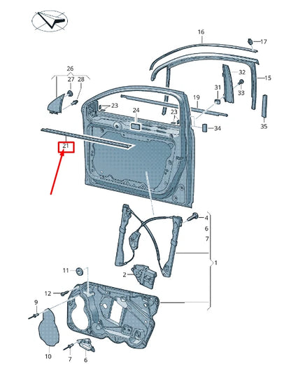 NEW VW PASSAT B6 3C FRONT RIGHT INNER WINDOW APERTURE SEAL 3C4837472B5AP