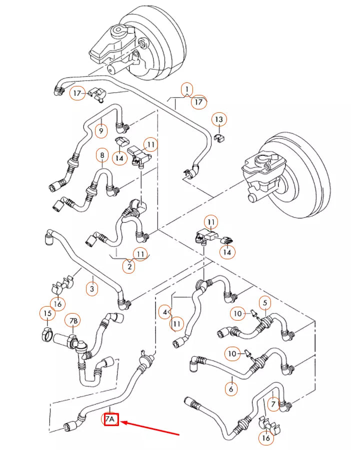 NEW VOLKSWAGEN GOLF 5K MK6 BRAKE SERVO VACUUM PIPE 1K0612041GE ORIGINAL