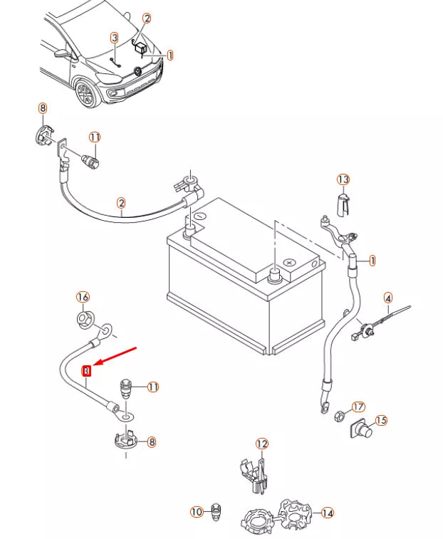 NEW VOLKSWAGEN UP BATTERY EARTH LINE 1S0971537B