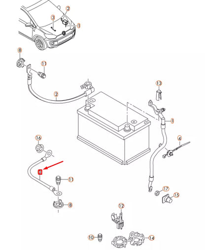 NEW VOLKSWAGEN UP BATTERY EARTH LINE 1S0971537B