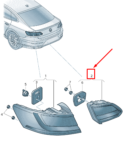 new vw arteon 3h rear right inner tailgate taillight 3g8945308p original