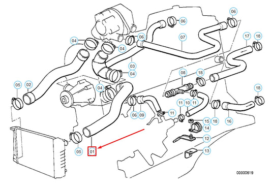 NEW BMW 3 E30 COOLING SYSTEM WATER HOSE 11532241080 ORIGINAL