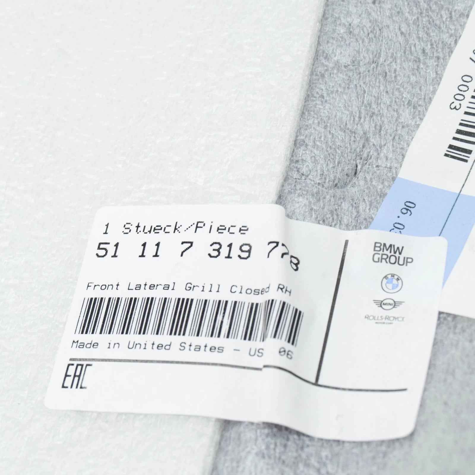 NEW BMW X6 F16 FRONT BUMPER RIGHT CLOSED GRILLE 51117319778 7319778 2015