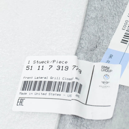 NEW BMW X6 F16 FRONT BUMPER RIGHT CLOSED GRILLE 51117319778 7319778 2015