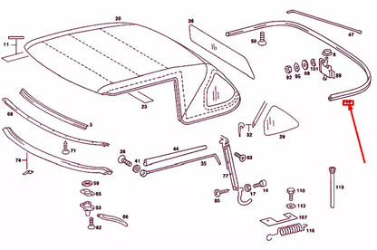 NEW MERCEDES-BENZ SL R107 FOLDING TOP LINING SEAL A1077710098 ORIGINAL