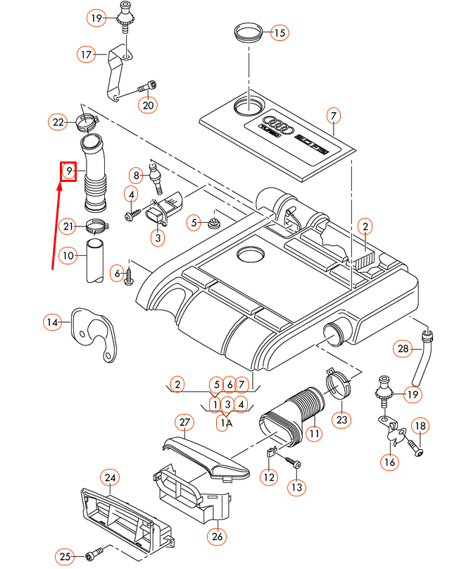 NEW AUDI A3 8P AIR INTAKE PIPE 06F129627G ORIGINAL