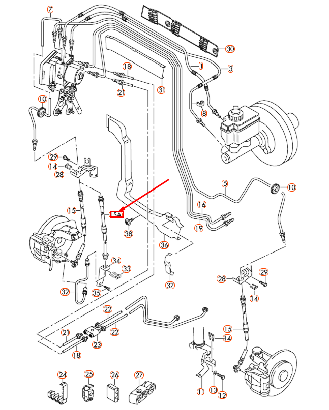 NEW AUDI A3 8P FRONT BRAKE HOSE 1K0611701L ORIGINAL