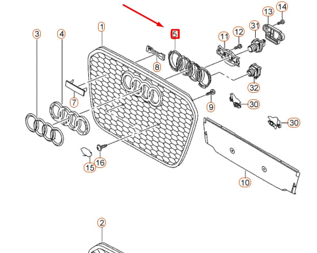 NEW AUDI RS7 SPORTBACK 4G8 RADIATOR GRILLE COVER 4G8853037K9B9