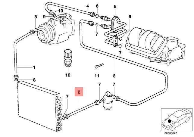 NEW BMW E32 E34 SEDAN AC CONDENSER DRYER PRESSURE HOSE 8390473 64538390473