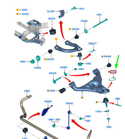 new ford ranger t6 front suspension arm snap ring ab31-211312-aa 1733965