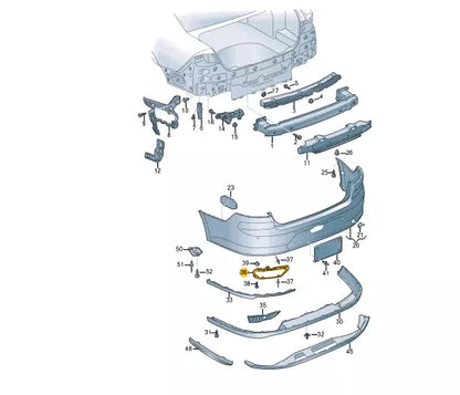 NEW VOLKSWAGEN ARTEON 3H7 REAR LEFT EXHAUST TAILPIPE TRIM 3G08077632ZZ