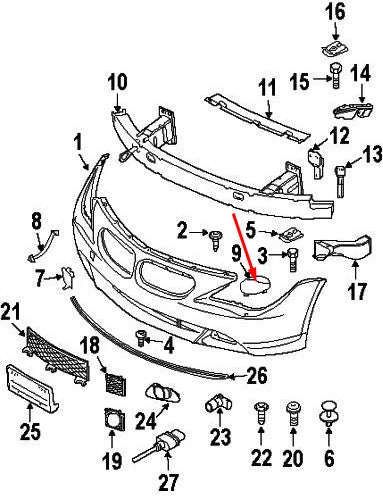 NEW BMW 6 E64 RIGHT HEADLIGHT WASHER COVER CAP 51117115708 7115708 2008 ORIGINAL