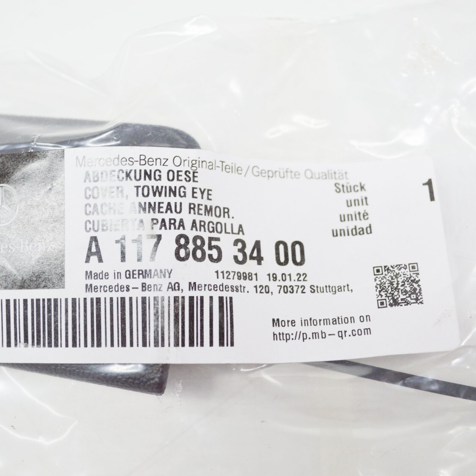 NEW MERCEDES-BENZ CLA C117 REAR BUMPER TOW HOOK EYE COVER A1178853400 ORIGINAL