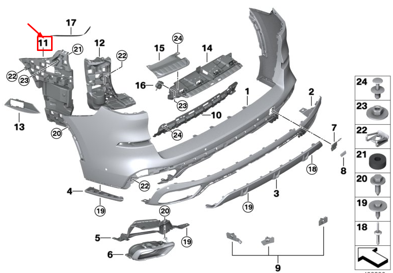 new bmw x5 g05 rear left bumper mount 51128069247 original