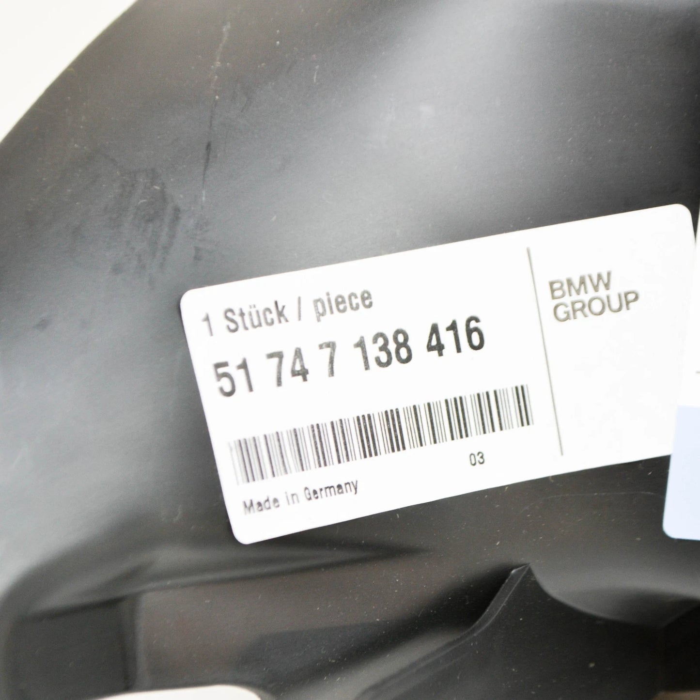 NEW BMW 3 E90 FRONT RIGHT BRAKE AIR DUCT 51747138416 7138416 ORIGINAL