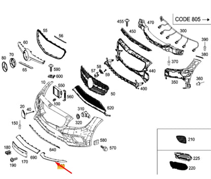 NEW MB E-CLASS C207 FRONT AMG BUMPER RIGHT CHROME MOLDING A2078850874 ORIGINAL