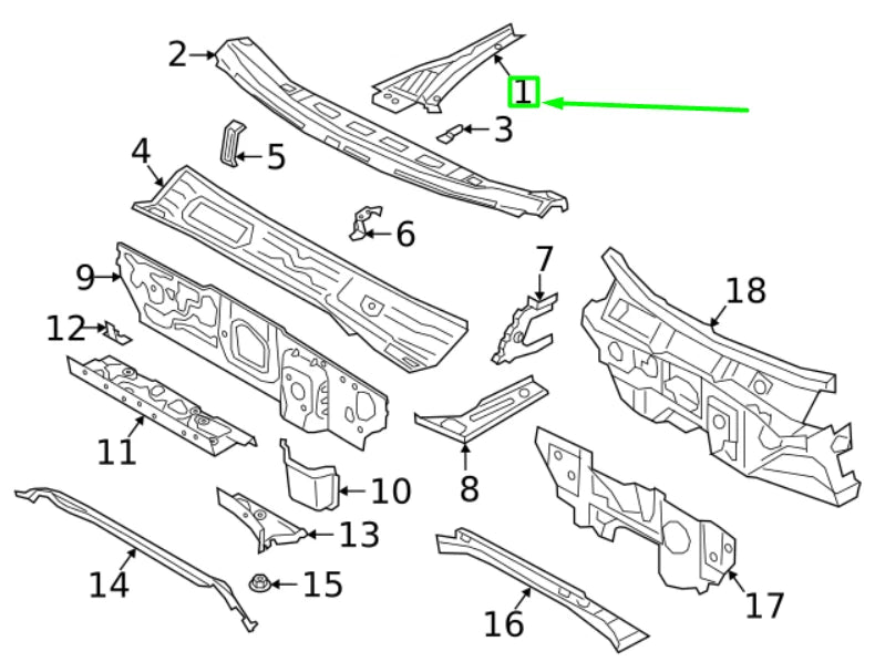 NEW VOLKSWAGEN JETTA A7 MK7 FRONT LEFT COWL GRILLE 17B819403A9B9 ORIGINAL