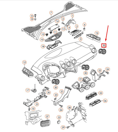 NEW AUDI TT 8J FRONT DASHBOARD AIR VENT 8J0820901D3Q7