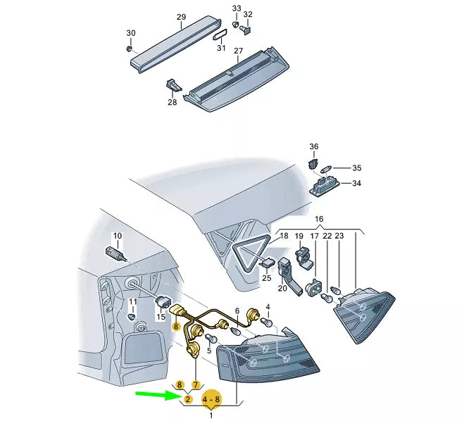 NEW AUDI A5 8T3 REAR OUTER LAMP BULB CARRIER WITH CABLES 8T0945221 ORIGINAL