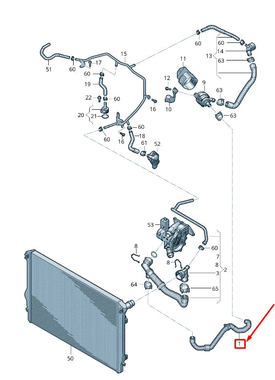 NEW VW ARTEON 3H ENGINE COOLANT HOSE 3Q0122157AJ ORIGINAL