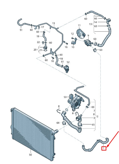 NEW VW ARTEON 3H ENGINE COOLANT HOSE 3Q0122157AJ ORIGINAL