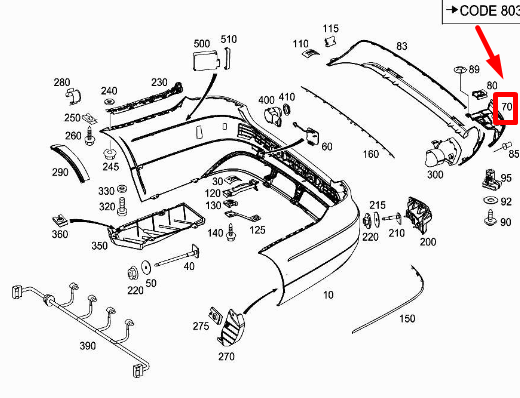 NEW MERCEDES-BENZ E W212 REAR RIGHT BUMPER MOUNTING BRACKET A2128856414 ORIGINAL