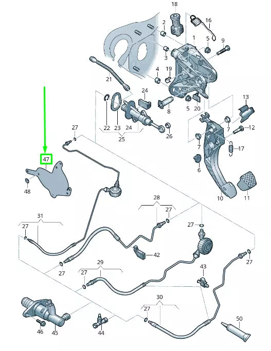 NEW VOLKSWAGEN ARTEON 3H7 CLUTCH PEDAL MECHANISM HEAT MAT RHD 3Q2721615A